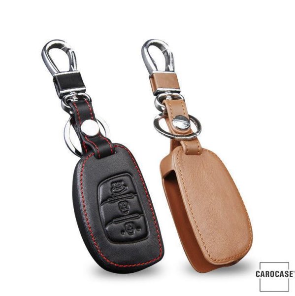 Coque de protection en cuir pour voiture Hyundai clé télécommande D2 noir