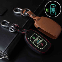 Leather key fob cover case fit for Hyundai D1 remote key black