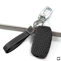 Leather key fob cover case fit for Ford F1 remote key black