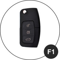 BLACK-ROSE Leder Schlüssel Cover für Ford Schlüssel schwarz LEK4-F1