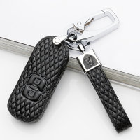BLACK-ROSE Leder Schlüssel Cover für Mazda Schlüssel schwarz LEK4-MZ1