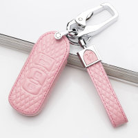 Leather key fob cover case fit for Mazda MZ2 remote key rose