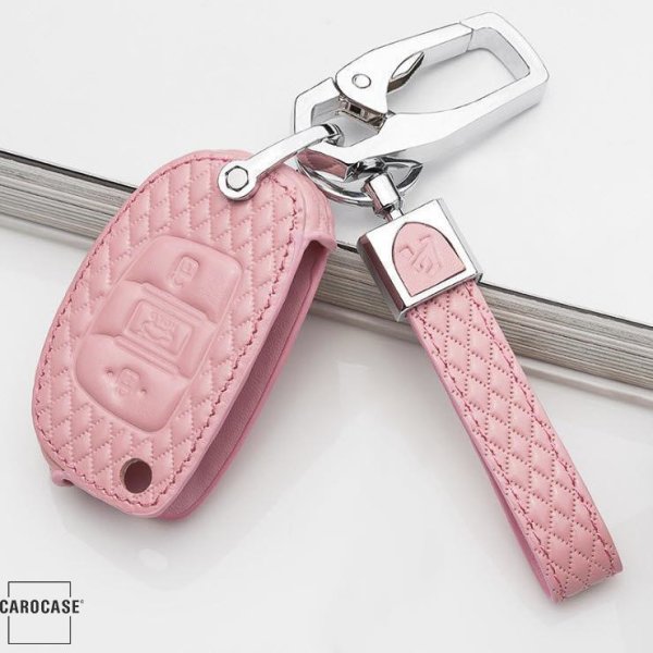 Cover Guscio / Copri-chiave Pelle compatibile con Hyundai D7 rosa