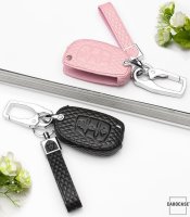 Leather key fob cover case fit for Hyundai D7 remote key rose