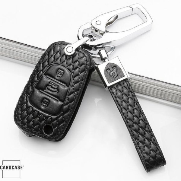BLACK-ROSE Leder Schlüssel Cover für Hyundai Schlüssel schwarz LEK4-D5