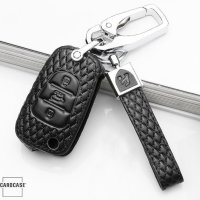 Leather key fob cover case fit for Hyundai D5 remote key rose