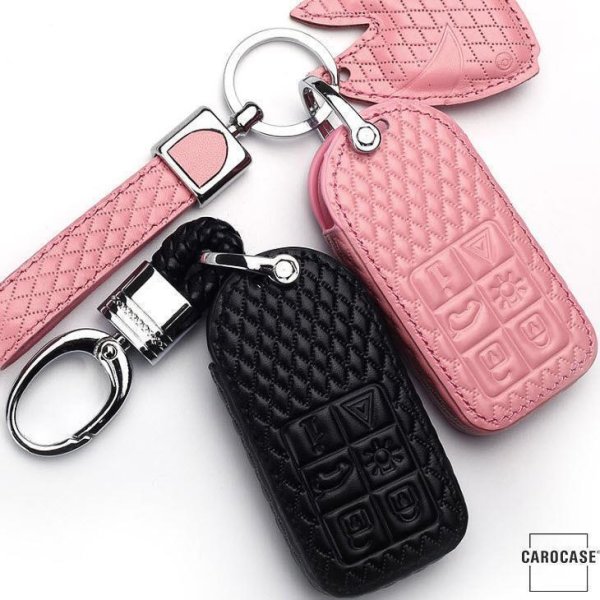 BLACK-ROSE Leder Schlüssel Cover für Volvo Schlüssel rosa LEK4-VL2