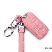 Leather key fob cover case fit for Volvo VL2 remote key rose