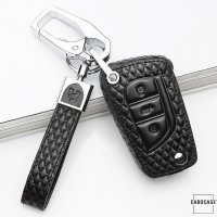 Leather key fob cover case fit for Toyota, Citroen, Peugeot T2 remote key black