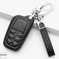BLACK-ROSE Leder Schlüssel Cover für Toyota Schlüssel schwarz LEK4-T4