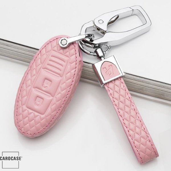 Cover Guscio / Copri-chiave Pelle compatibile con Nissan N5 rosa