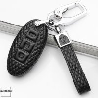 BLACK-ROSE Leder Schlüssel Cover für Nissan Schlüssel schwarz LEK4-N6