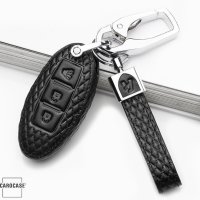 BLACK-ROSE Leder Schlüssel Cover für Nissan Schlüssel schwarz LEK4-N7