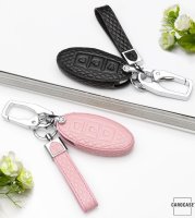Leather key fob cover case fit for Nissan N7 remote key rose