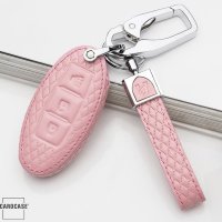 Leather key fob cover case fit for Nissan N7 remote key rose