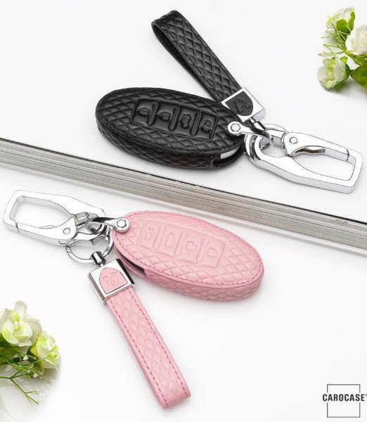BLACK-ROSE Leder Schlüssel Cover für Nissan Schlüssel rosa LEK4-N8