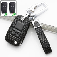 BLACK-ROSE Leder Schlüssel Cover für Opel Schlüssel schwarz LEK4-OP5