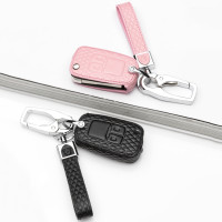 Leather key fob cover case fit for Opel OP5 remote key rose