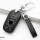 Leather key cover (LEK4) for Opel keys incl. keyring hook + leather keychain - black