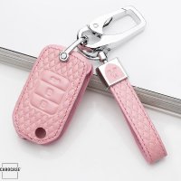 Leather key fob cover case fit for Honda H10 remote key rose