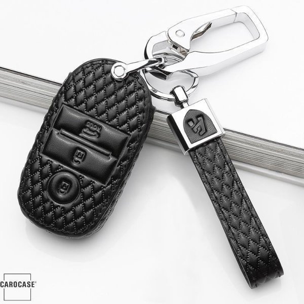Coque de protection en cuir pour voiture Kia clé télécommande K7 noir