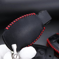 Cover Guscio / Copri-chiave Pelle compatibile con Mercedes-Benz M7 nero/rosso