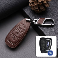 Leder Schlüssel Cover passend für Ford Schlüssel F5 braun