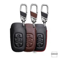 Leather key fob cover case fit for Audi AX1 remote key black/red