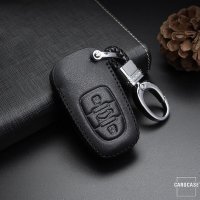 Leather key fob cover case fit for Audi AX1 remote key black/red