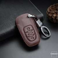 Coque de protection en cuir pour voiture Audi clé télécommande AX1 noir/rouge