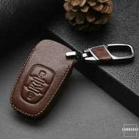 Premium Leder Schlüsselhülle / Schutzhülle (LEK18) passend für Audi Schlüssel inkl. Karabiner in der passenden Farbe - schwarz/schwarz