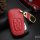 Coque de clé de voiture en cuir (LEK18) compatible avec Audi clés avec mousqueton de couleur assortie - rouge