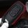Leder Schlüssel Cover passend für Audi Schlüssel AX4 schwarz/rot