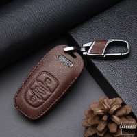 Leder Schlüssel Cover passend für Audi Schlüssel AX4 braun