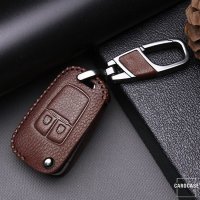 Leder Schlüssel Cover passend für Opel Schlüssel OP5 schwarz/rot