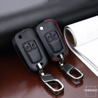Coque de protection en cuir pour voiture Opel clé télécommande OP5 noir/rouge