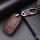 Leather key fob cover case fit for Opel OP5 remote key black/red