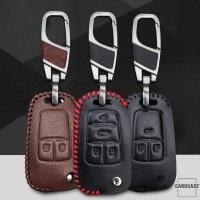 Leather key fob cover case fit for Opel OP6 remote key black/red
