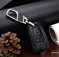 Leder Schlüssel Cover passend für Opel Schlüssel OP6 schwarz/rot