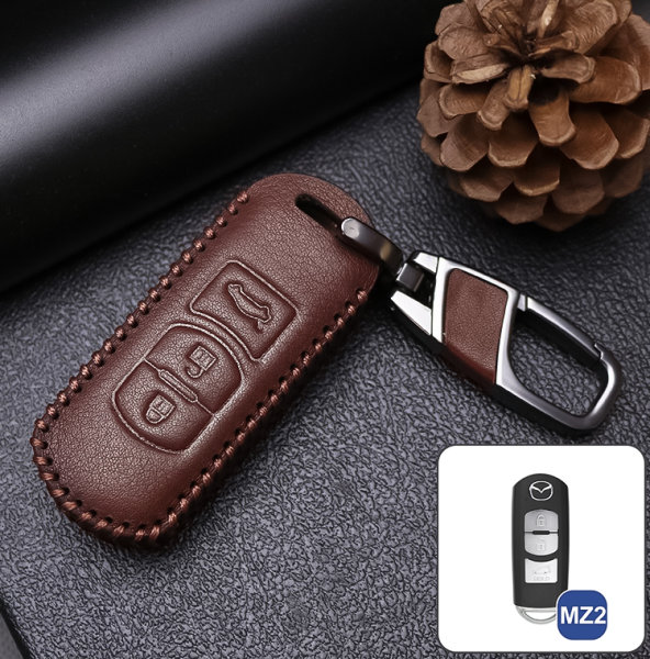 Cover Guscio / Copri-chiave Pelle compatibile con Mazda MZ2 marrone