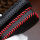 Leder Schlüssel Cover mit Ziernahnt passend für Volkswagen, Audi, Skoda, Seat Schlüssel schwarz/rot LEK18-V3-11
