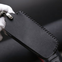 Leder Schlüssel Cover passend für Volkswagen Schlüssel V5 schwarz/schwarz