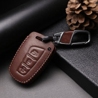 Coque de protection en cuir pour voiture Hyundai clé télécommande D4 brun