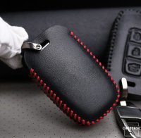 Cover Guscio / Copri-chiave Pelle compatibile con Hyundai D3 nero/rosso