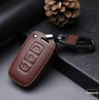 Leather key fob cover case fit for Hyundai D3 remote key brown