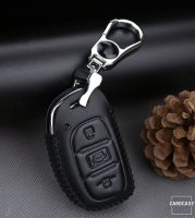 Leather key fob cover case fit for Hyundai D1 remote key brown