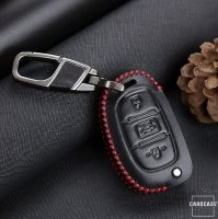 Cuero funda para llave de Hyundai D6 negro/rojo