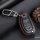 Leder Schlüssel Cover passend für Hyundai Schlüssel D6 schwarz/rot