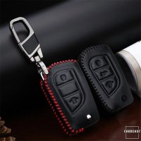 Leather key fob cover case fit for Toyota, Citroen, Peugeot T1 remote key black/red