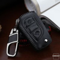 Leather key fob cover case fit for Toyota, Citroen, Peugeot T1 remote key black/red